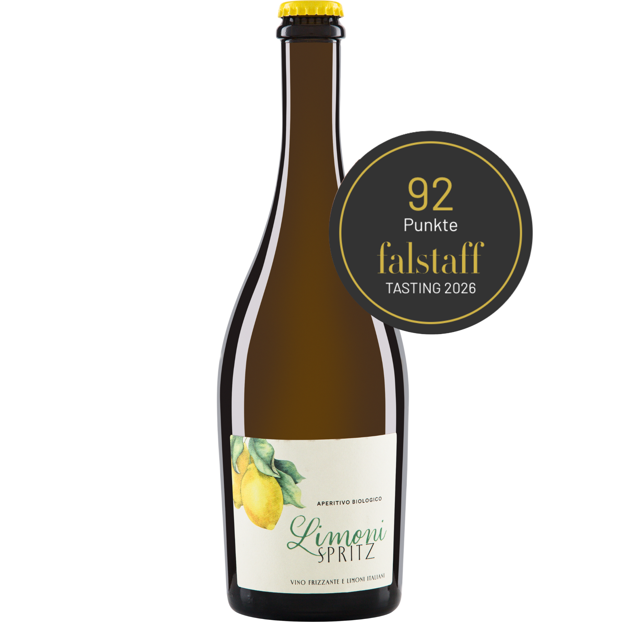 Limoni Spritz Aperitivo Biologico Flasche mit Falstaff Tasting 2026 – 92 Punkte